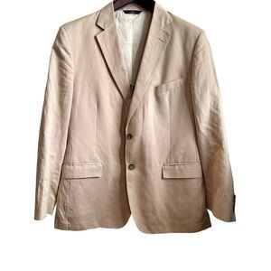 Brooks Brothers 346 Regent Fit Beige Linen Cotton Blazer Sport Jacket Khaki 46L
